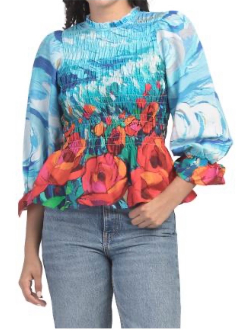 Celina Moon Long Sleeve Floral Blouse Top Medium NWT